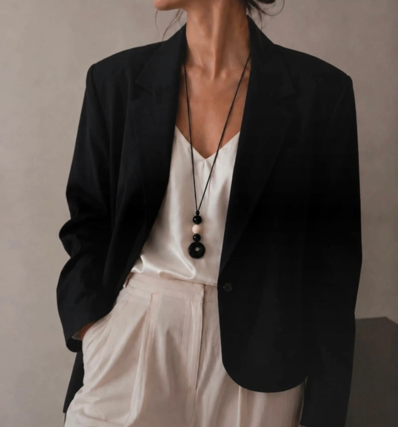 Natural Onyx & Cream Stone Statement Necklace