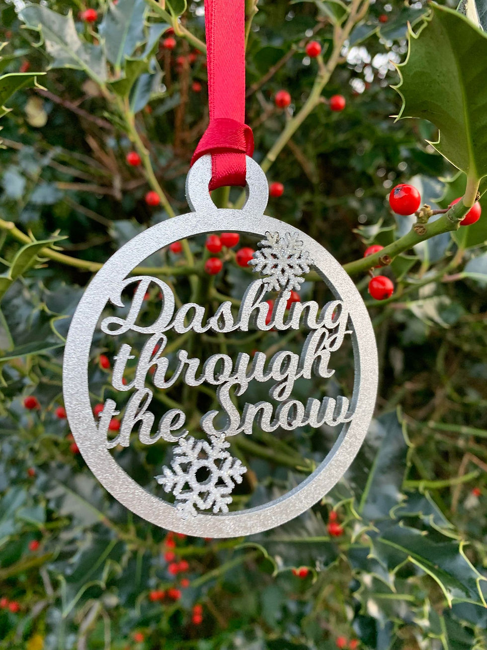Thumbnail: REDUCED   Silver Lapland "Holiday" MDF Decoration with glitter snowflakes
