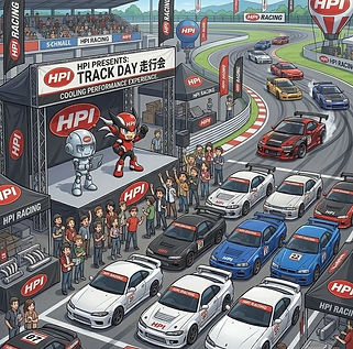 PROTO and ACE at an HPI track day event with participating racing cars.