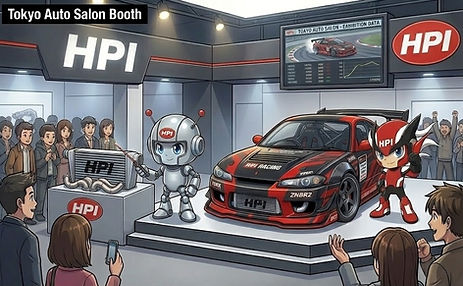 PROTO and ACE at the HPI exhibition booth during Tokyo Auto Salon.