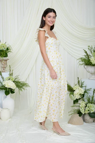 brightside frilled midi dress Bright Side Midi Dress