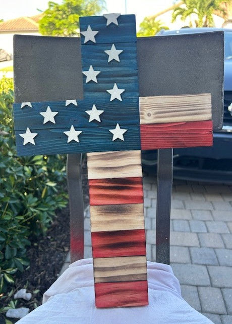 #c2 Wooden Patriotic Cross