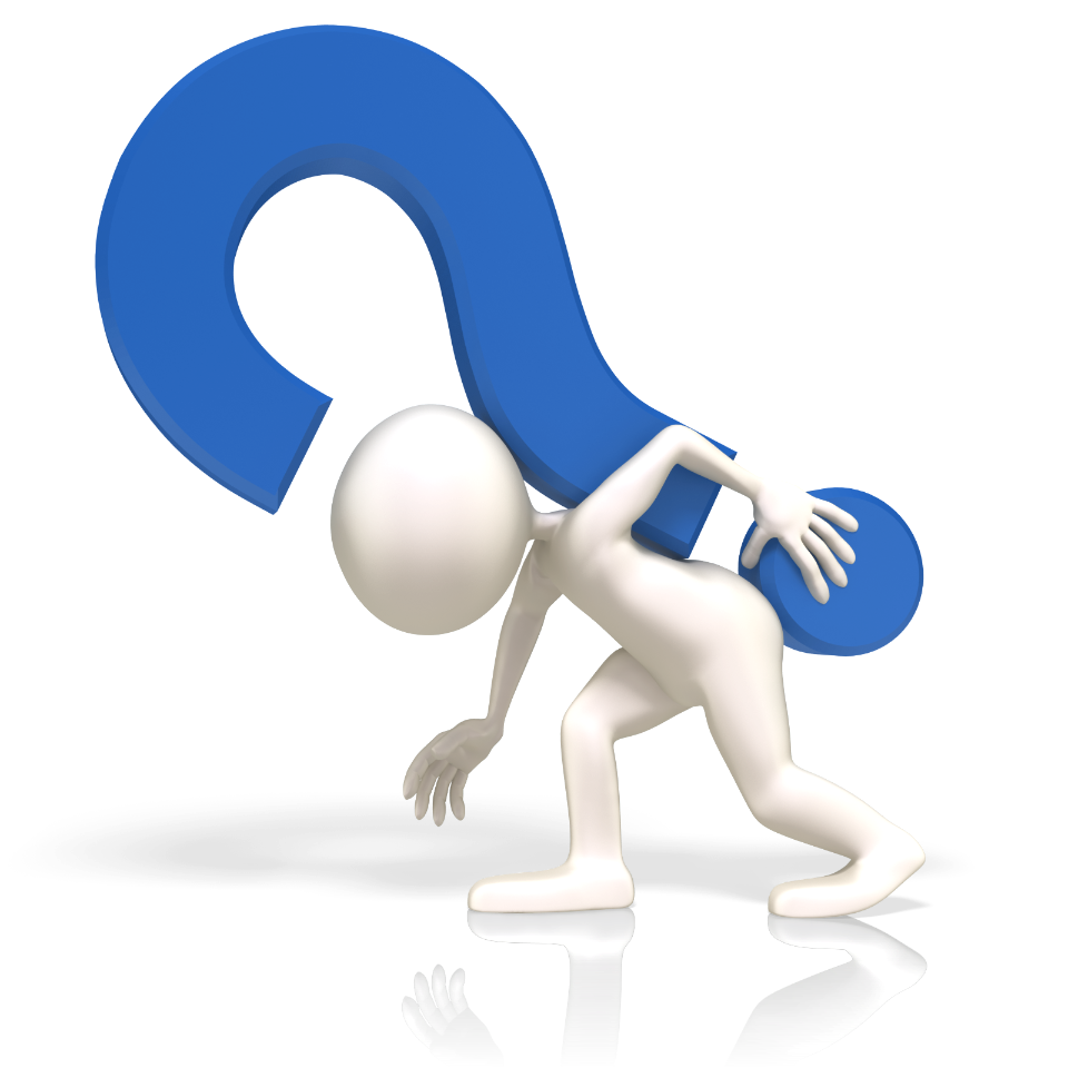Stick figure carrying a question mark on his back