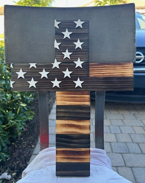 #c1 Wooden Patriotic Cross