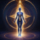 human full body shape with crystal DNA