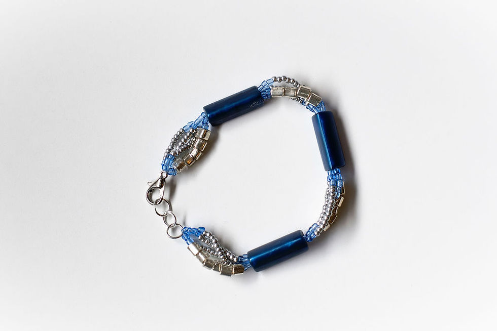 Miniature : Ilona upcycled blue/silver coloured elegant bracelet, handmade