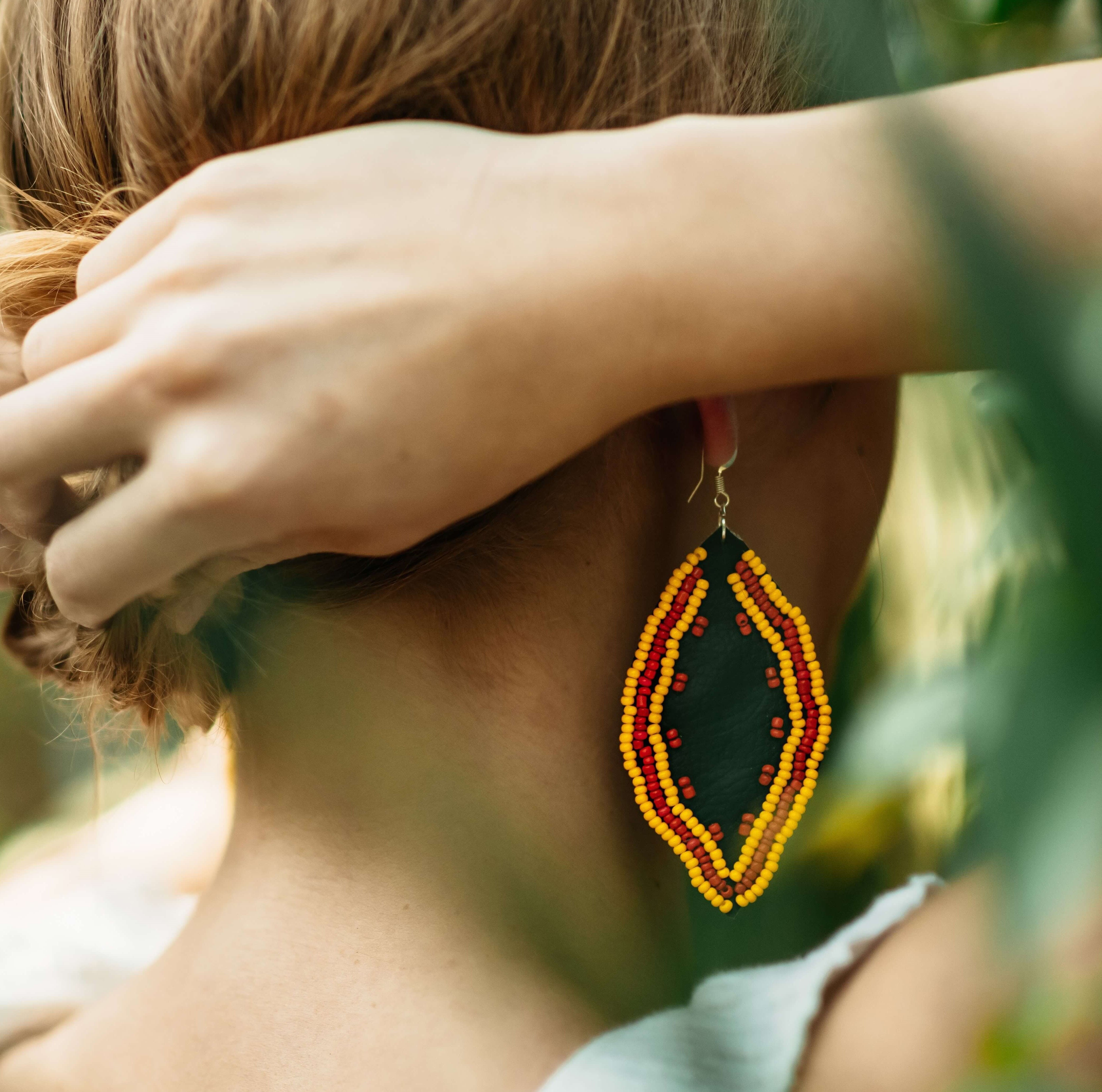 Pele earrings-handmade summer necklace-glass beads, stainless steel finish