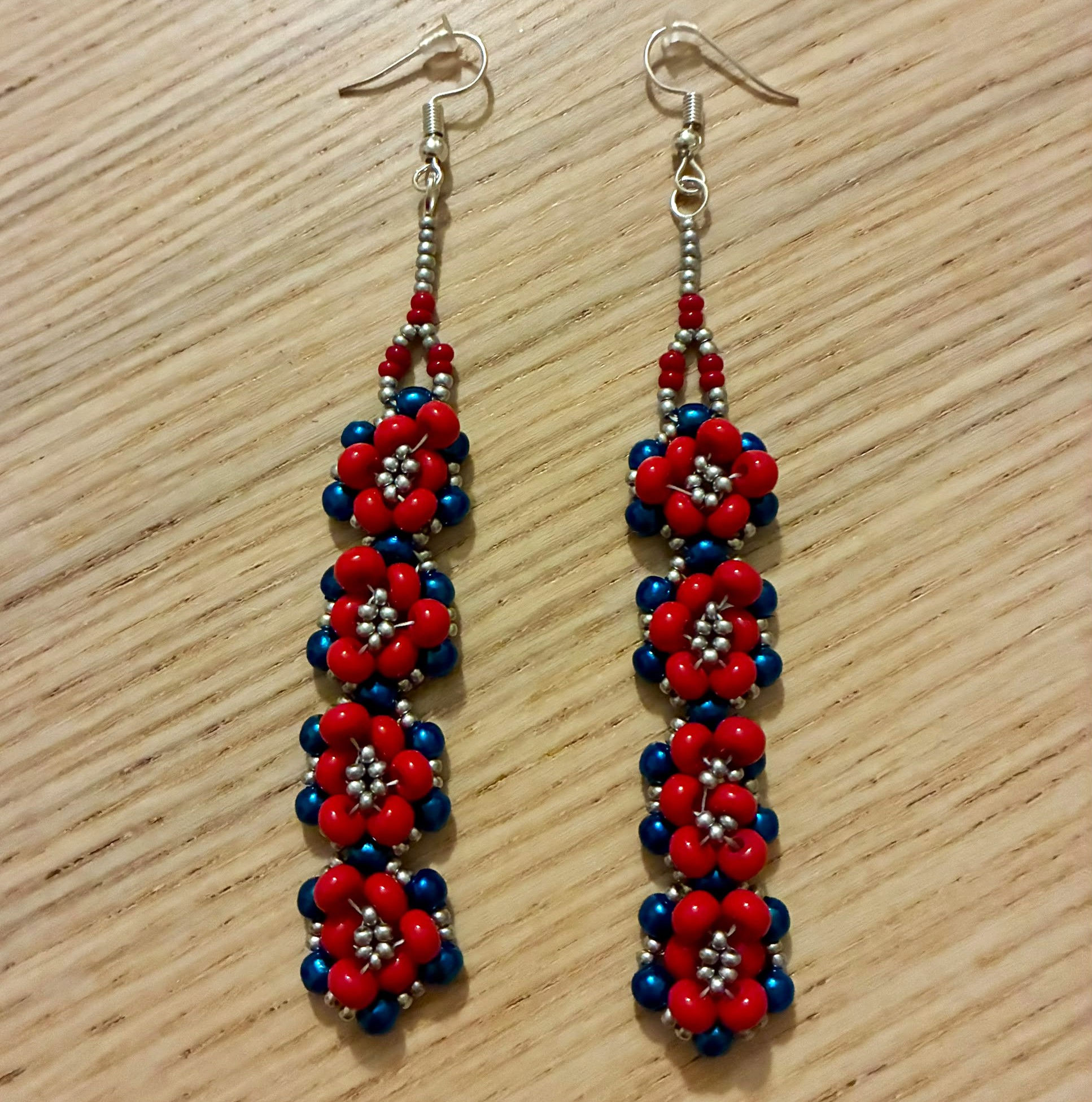 Bea handmade earrings of glass beads, traditional style