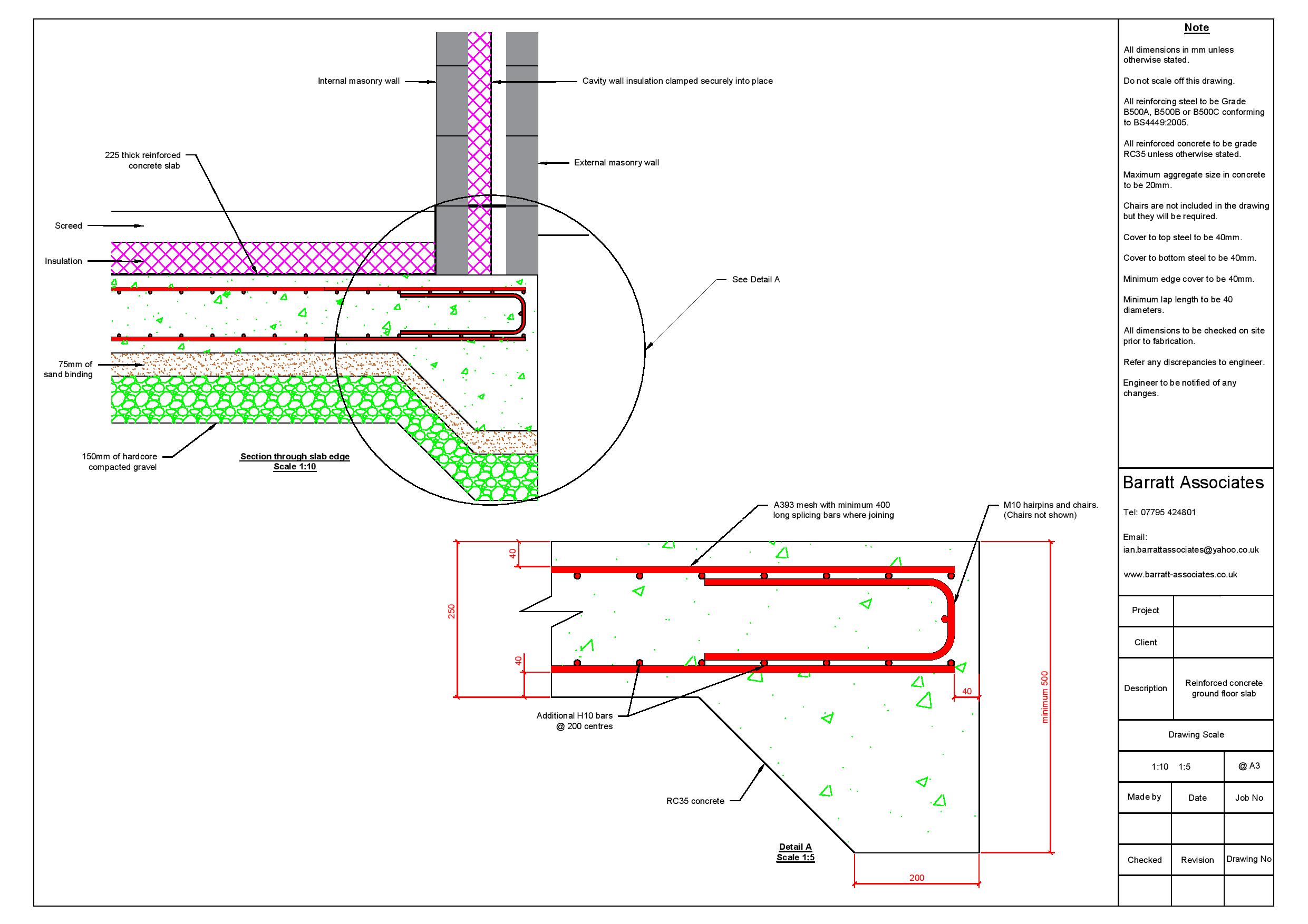 Raft Foundation Detail Drawing
