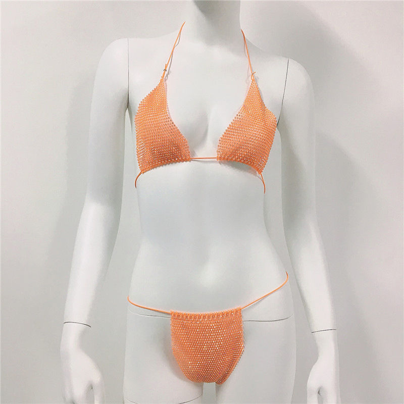 Thumbnail: Rhinestone Bikini Set Sexy Strap