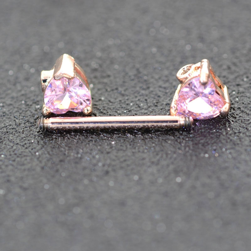 Thumbnail: 1Pair New Clear Zircon Heart Nipple Rings
