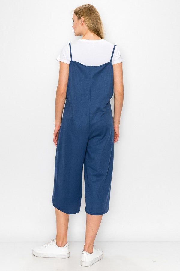 Thumbnail: Cropped Bottom Wide Leg Oversized Jumpsuit - Blue