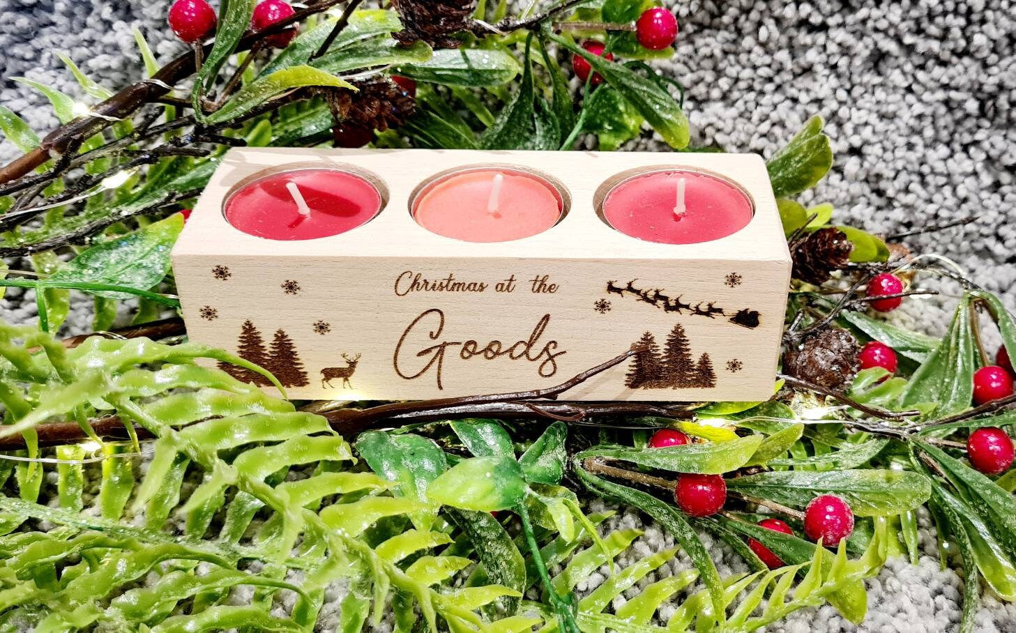 Christmas candle holder, Christmas at - Triple