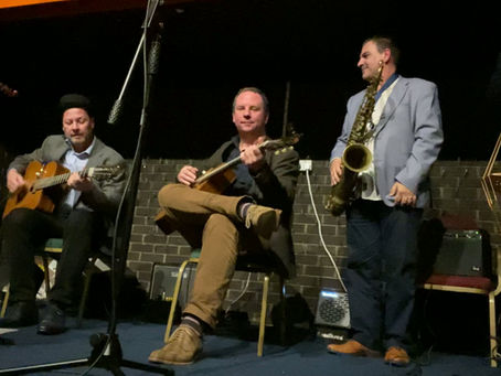 The JONNY HEPBIR QUARTET seen above playing 'Crazy Rhythm' with Mike Piggott on Violin and the great Andy Panayi on Tenor Sax.