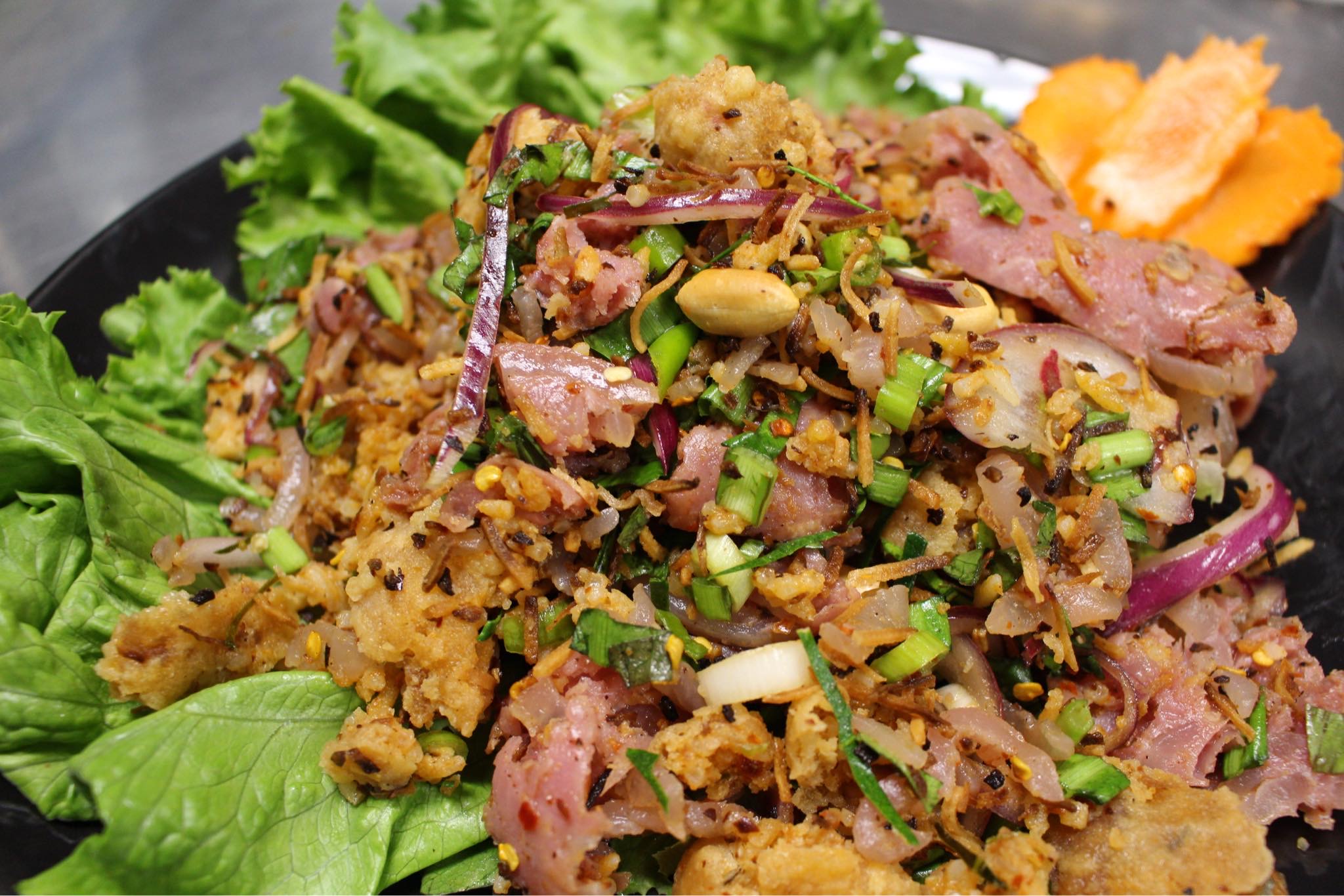Spicy & Sour Fermented Pork with Crispy Rice