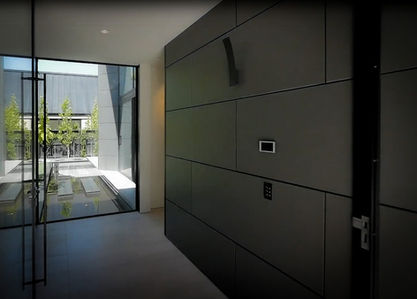 Swisspearl Black Facade continues inside of entranceway NZ