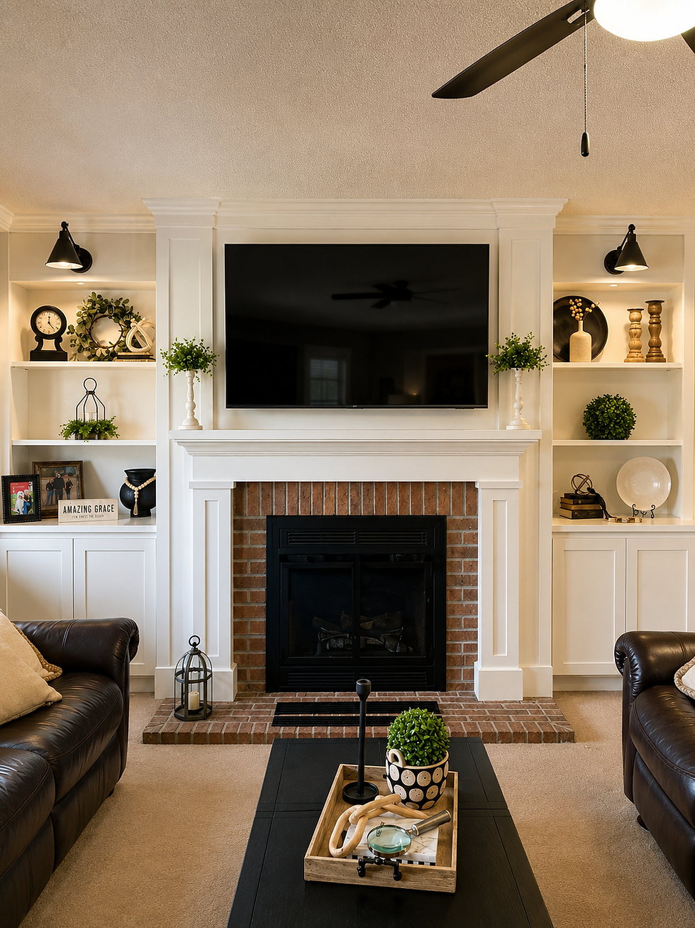 Custom Built-in Fireplace and Shelving by All Things New
