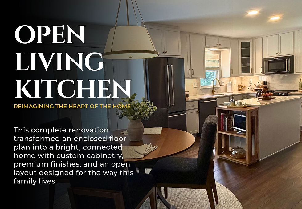 Modern open-living kitchen with custom cabinetry and dining area.