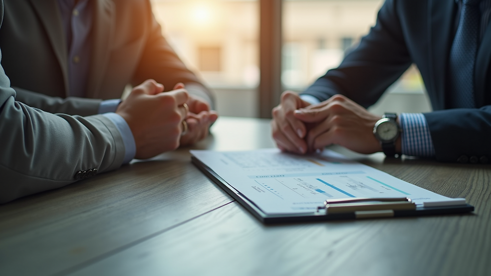 Close-up view of a financial advisor discussing loan options with a business owner
