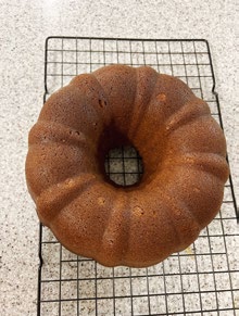 gingerbread bundt cake on cooling rack