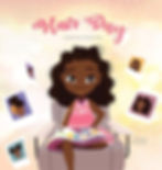 Cover of book called Hair Day by Melissa Munro Boyd. The cover has an African American child sitting in a stylist's chair looking at a magazine surrounded by pictures of hair styles