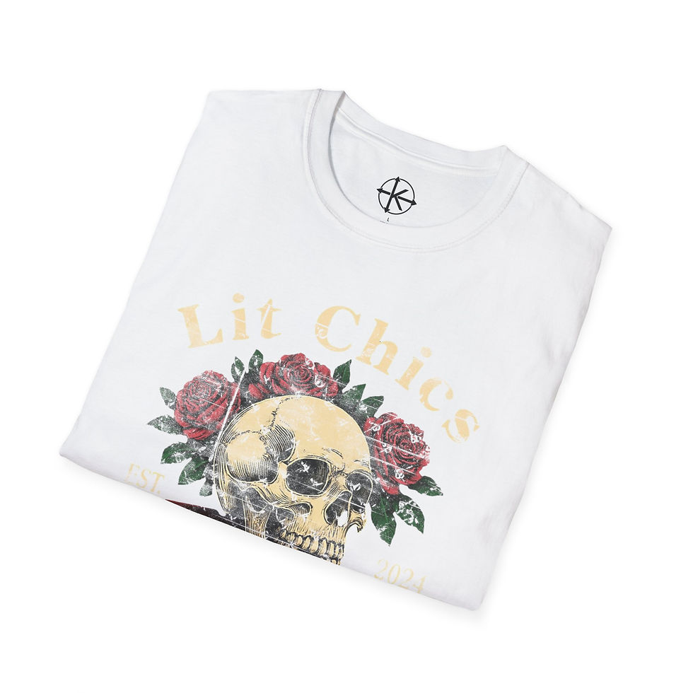 Thumbnail: Lit Chics Book Club Skull Tee | Gothic Reading Shirt | Dark Academia Aesthetic