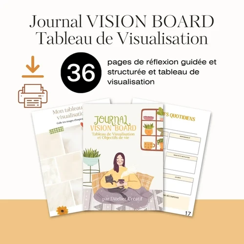 Journal Tableau de visualisation - Vision Board - 36 pages PDF | L ...