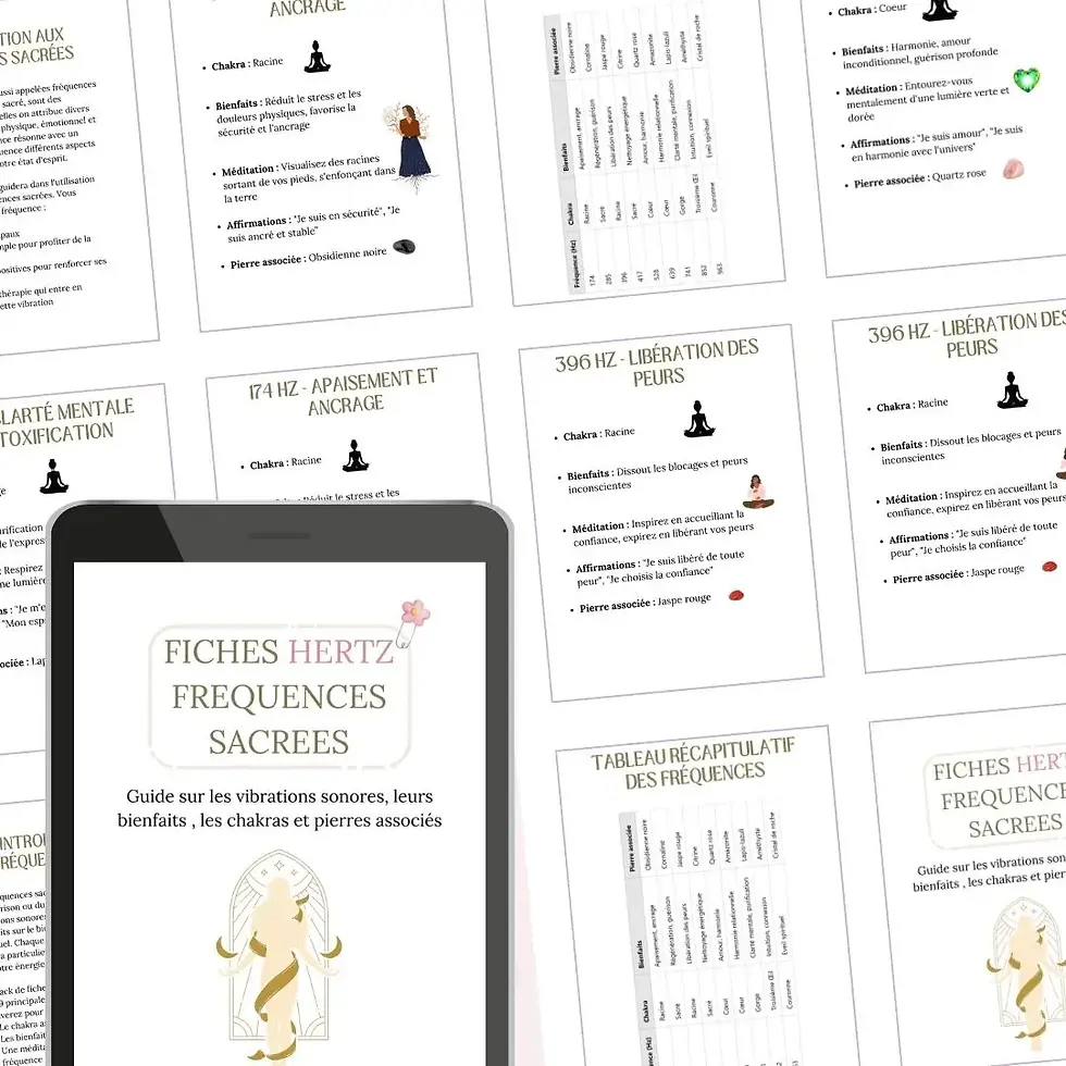 Miniature : Pack Fiches 9 Fréquences Sacrées, Hertz, Bienfaits, Guérison - PDF