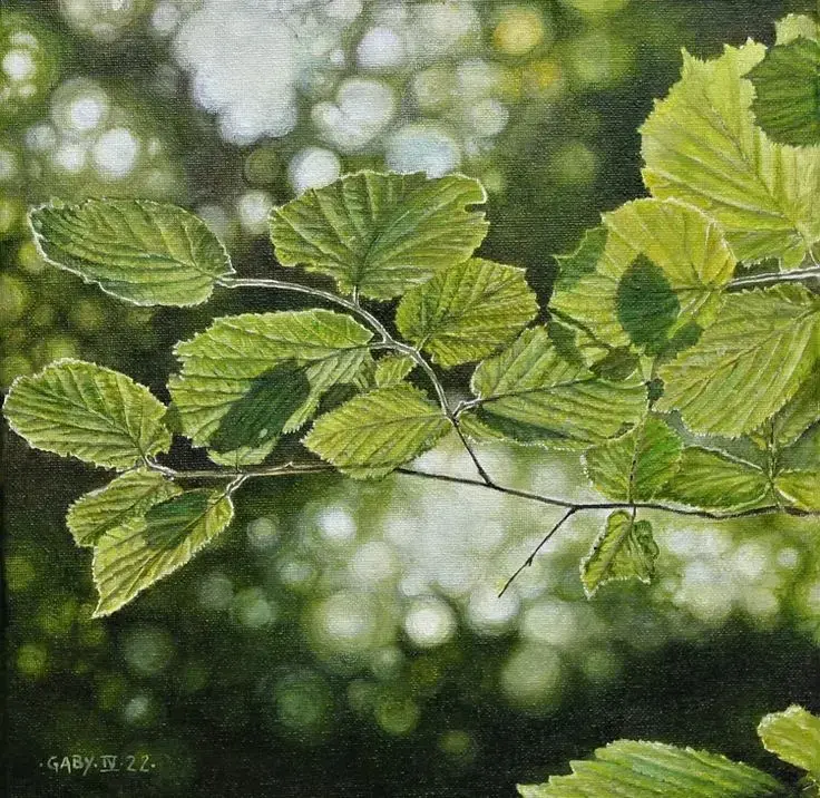 Lumière dans les Noisetiers par Pierre-Jean Gaby (2022) _ Peinture Huile sur Toile