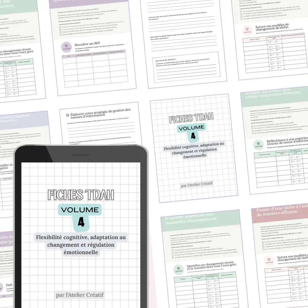 20 fiches TDAH adulte (PDF) : Adaptation au changement, régulation émotionnelle