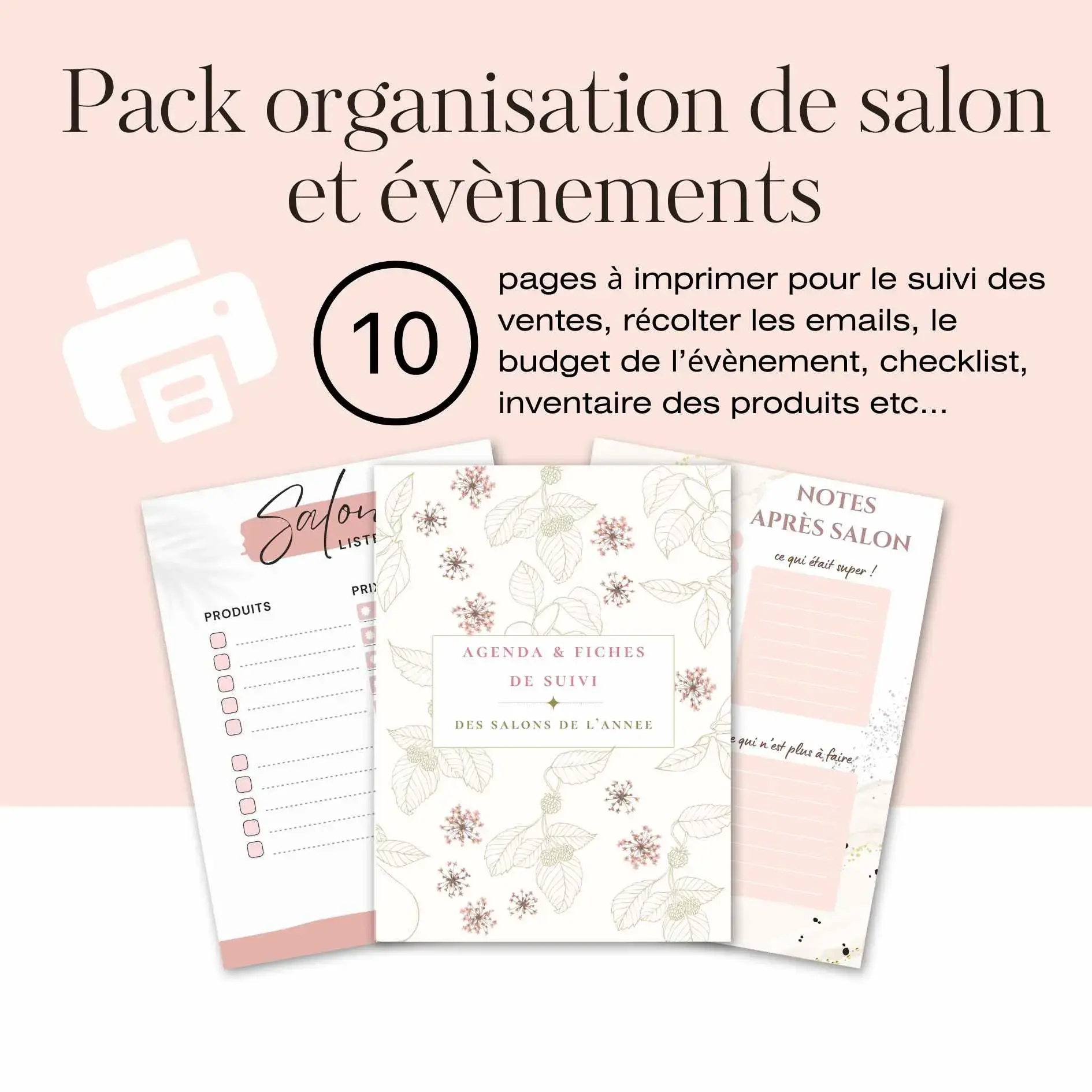 Pack 10 Fiches organisation et suivi Salon Bien-être et évènement à imprimer