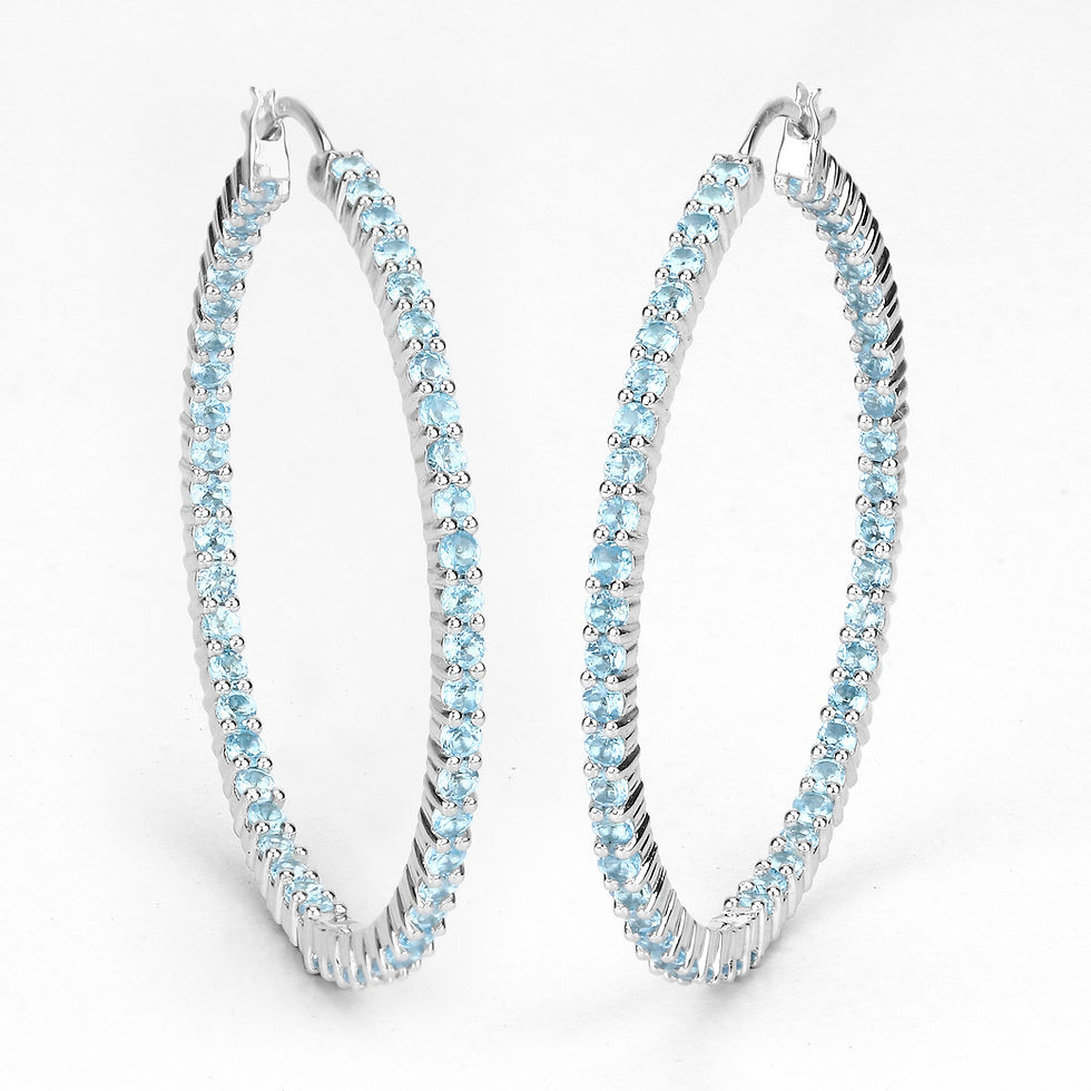 Thumbnail: Earrings: 3.60 Carat Genuine Swiss Blue Topaz .925 Sterling Silver