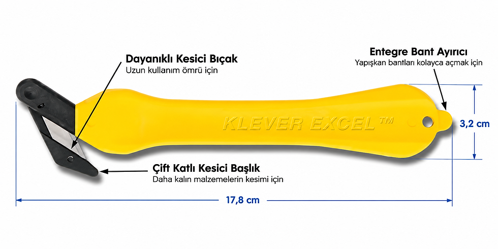 Klever Excel çift katlı karton kesme güvenlik bıçağı ölçüleri.