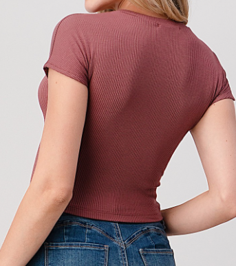 Thumbnail: Ribbed Baby Mauve Crop Top