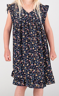 Navy Floral Flutter Dress