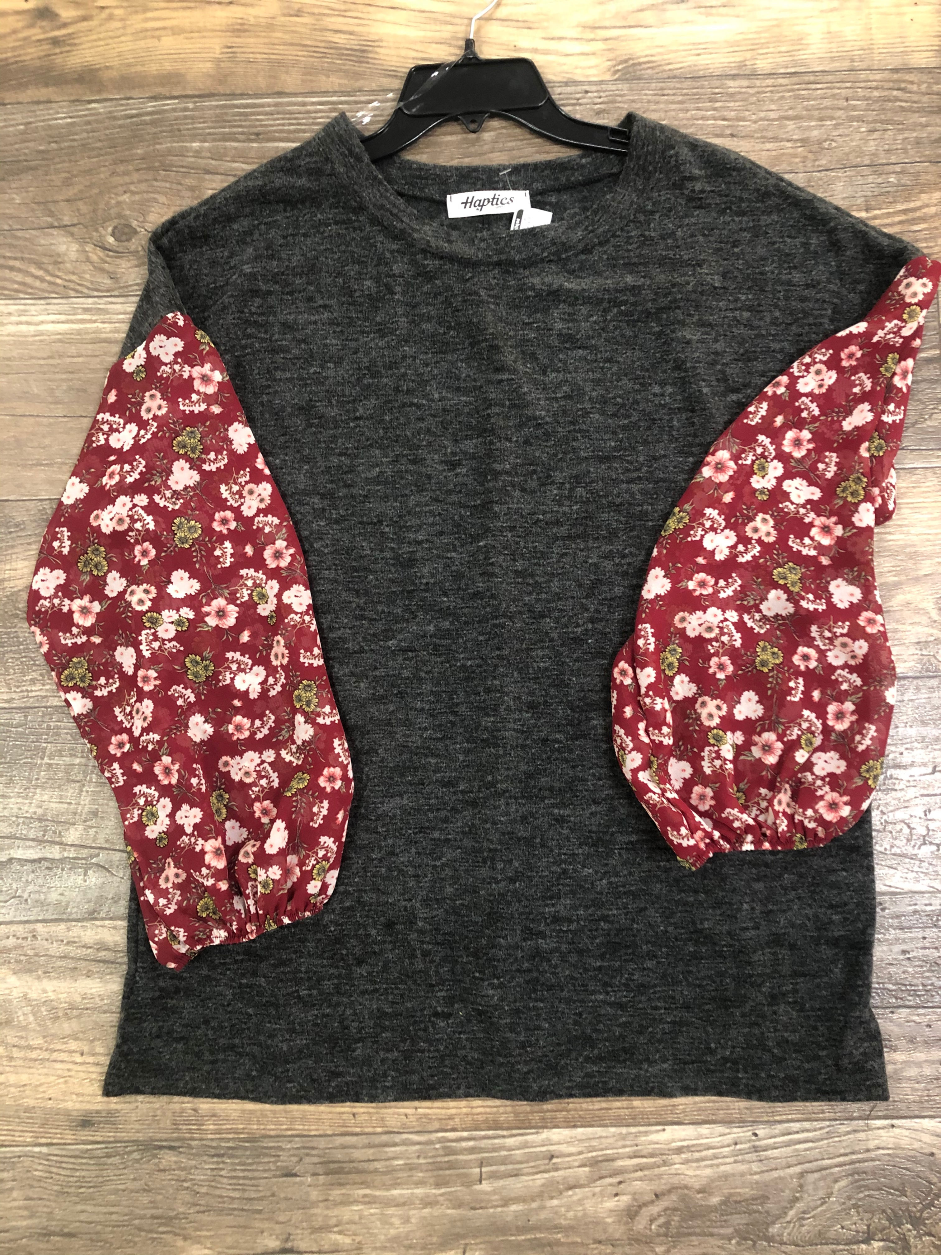 Floral Print Chiffon Bubble Sleeve Blouse