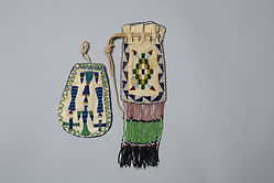 Two Beaded Bags: 1) A Sioux Beaded Pouch, 2) A Sioux Beaded Tobacco Bag