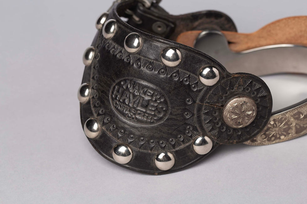 Cripple Creek Spurs straps, Crockett marked spurs, Silver studs and leather