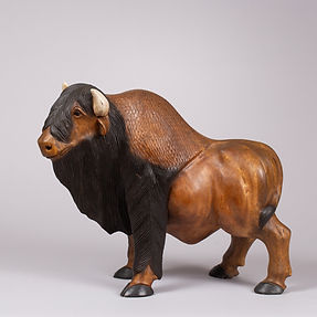 Vintage American Bison Hand-Carved from a single piece of Solid Wood