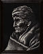 Charcoal portrait of Geronimo, a tribute to Geronimo's famous photograph by Edward S. Curtis
Signed "CROWDER2'11'; Framed: 21" x 26 1/2"