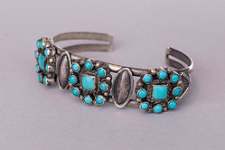Vintage Navajo Three Clusters Row Bracelet