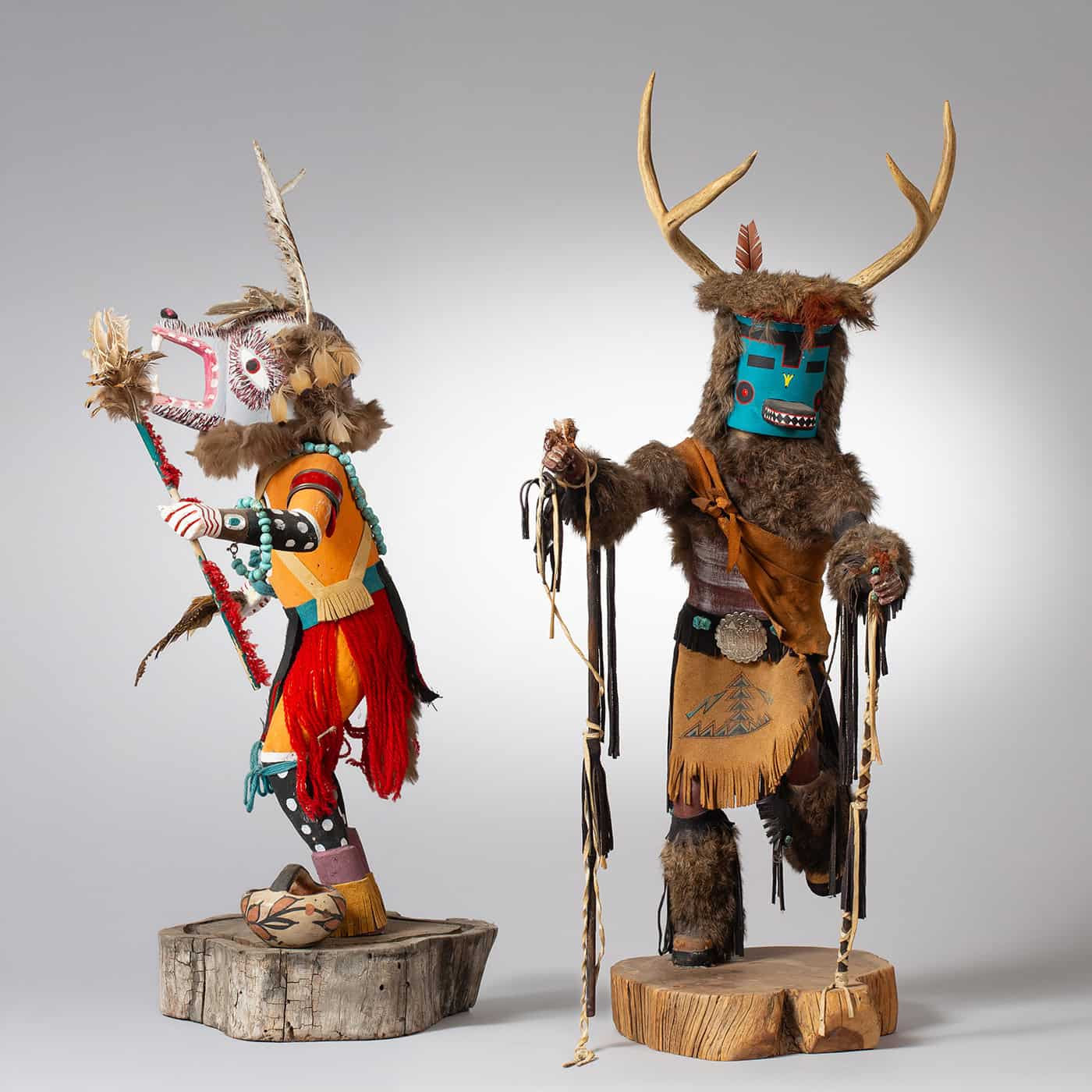 Group of Two Hopi Dancing Kachina Dolls
