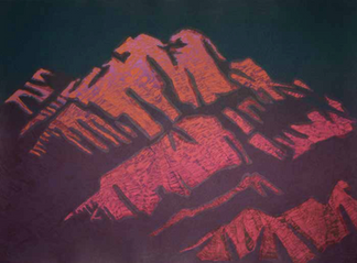 Artist Proof Santa Fe Mountain Lithograph Print