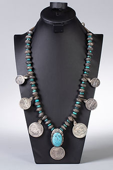 Navajo Coin & Turquoise Squash Blossom