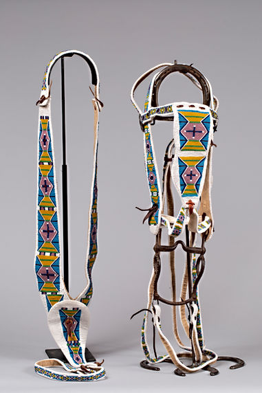 Rare Sioux fully beaded Headstall with beaded Martingale and Reins