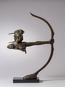 Indian with Bow, Iroquois Warrior Bronze, signed by Mario Nick