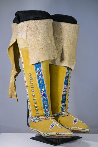 Beaded High Top Moccasins Apache Beaded High Top Moccasins