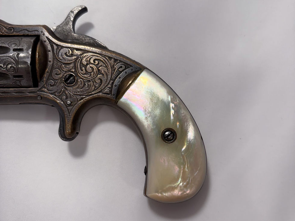 Thumbnail: Antique Pearl engraved Marlin XX , .22 caliber, gold and silver