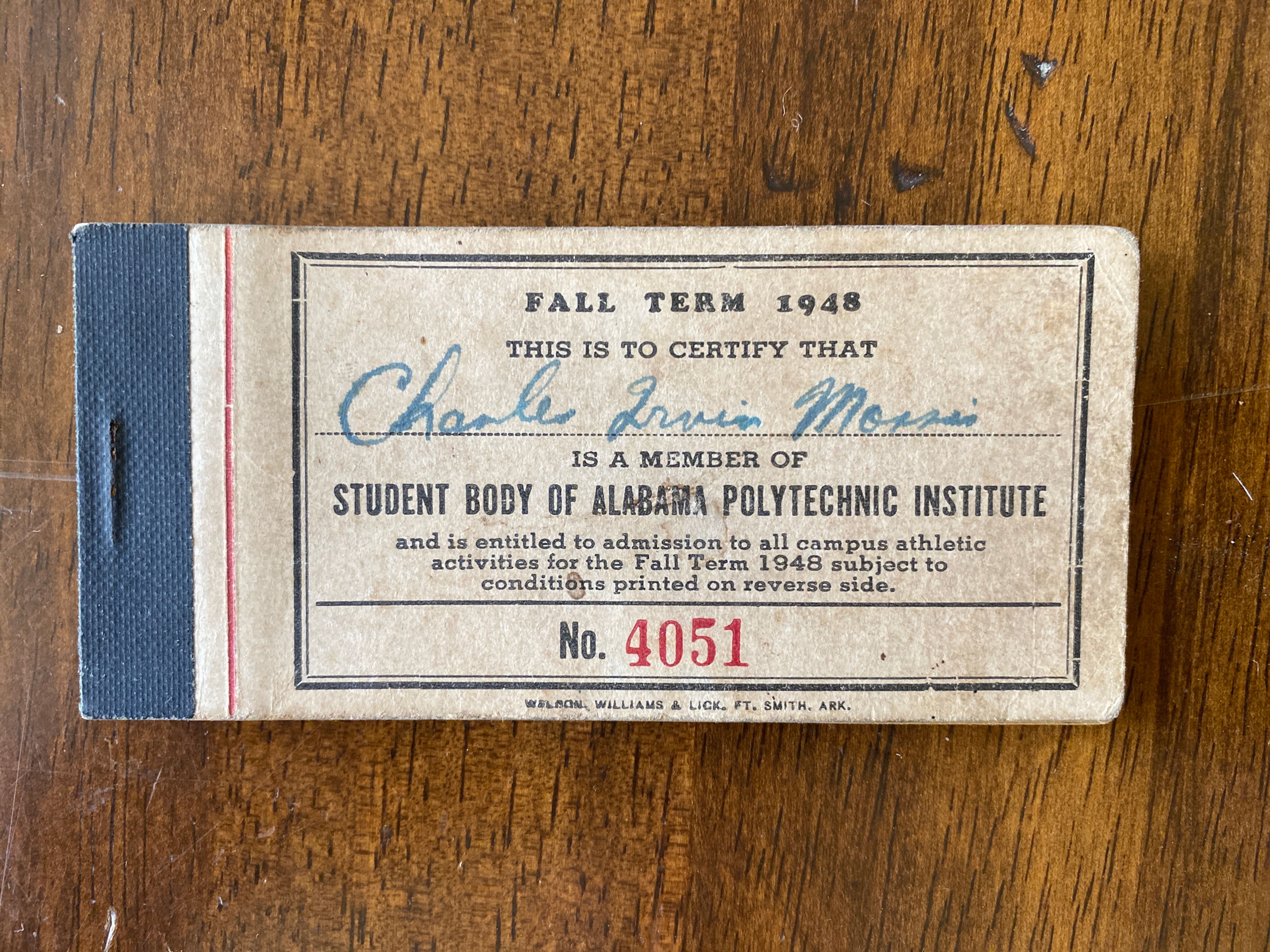 1948 Alabama Polytechnic Institute Student Ticket Book