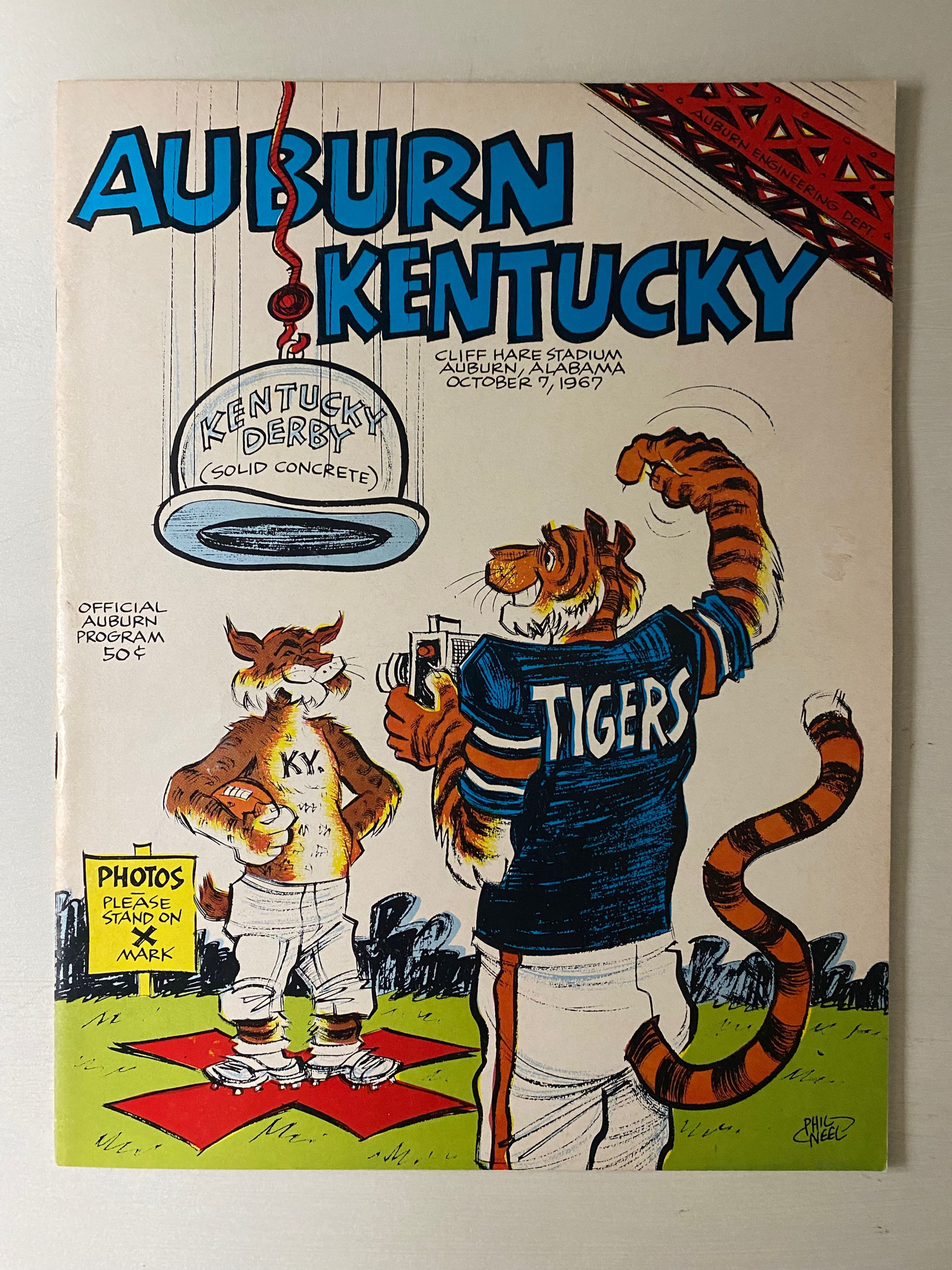 Auburn vs Kentucky Wildcats Football Game Program on Oct 7, 1967